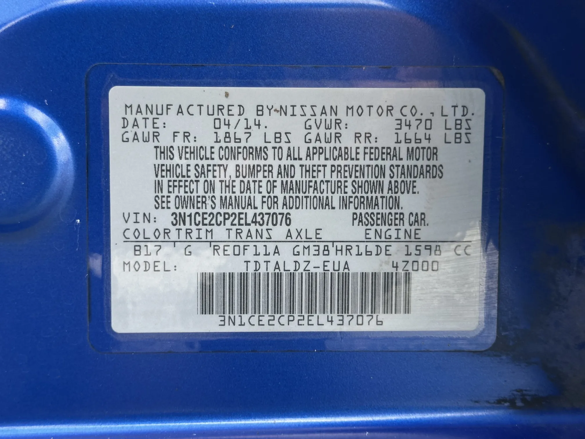 2014 Nissan Versa Note SV - Blue